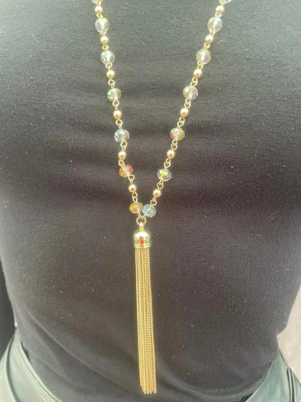 Collier sautoir chainette et perles doré – photo 2